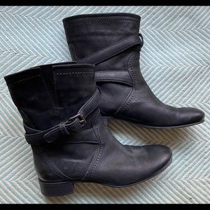 PRADA Black Leather Moto Style Ankle Boots